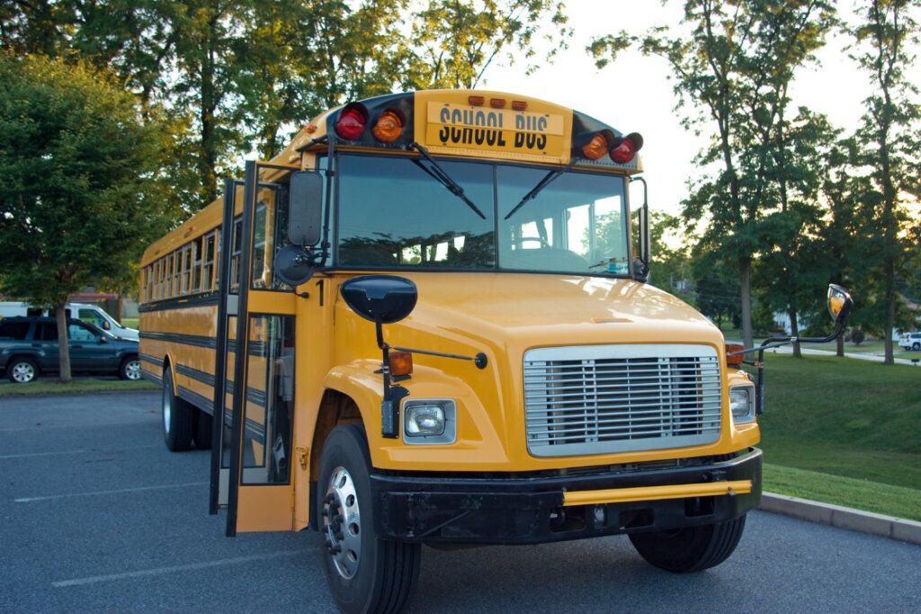 School bus on a school parking